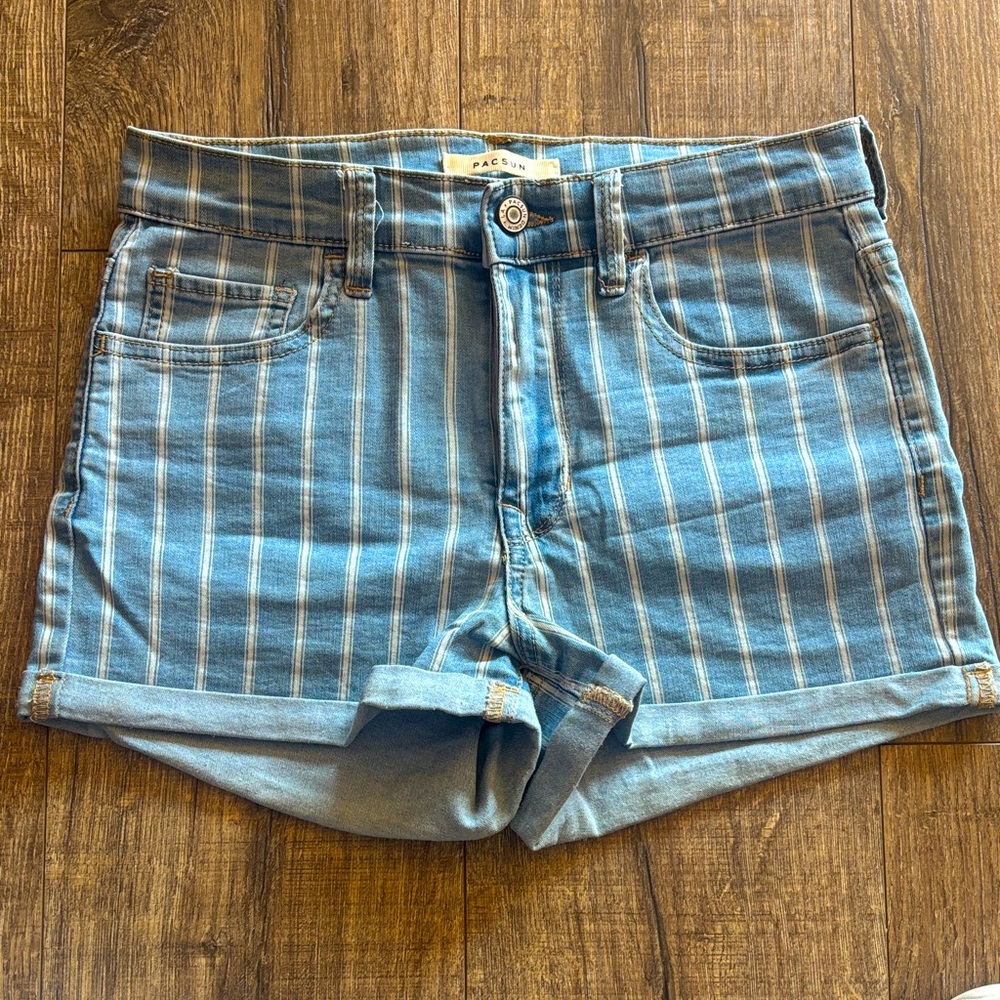 Blue Striped Denim Pacsun Shorts